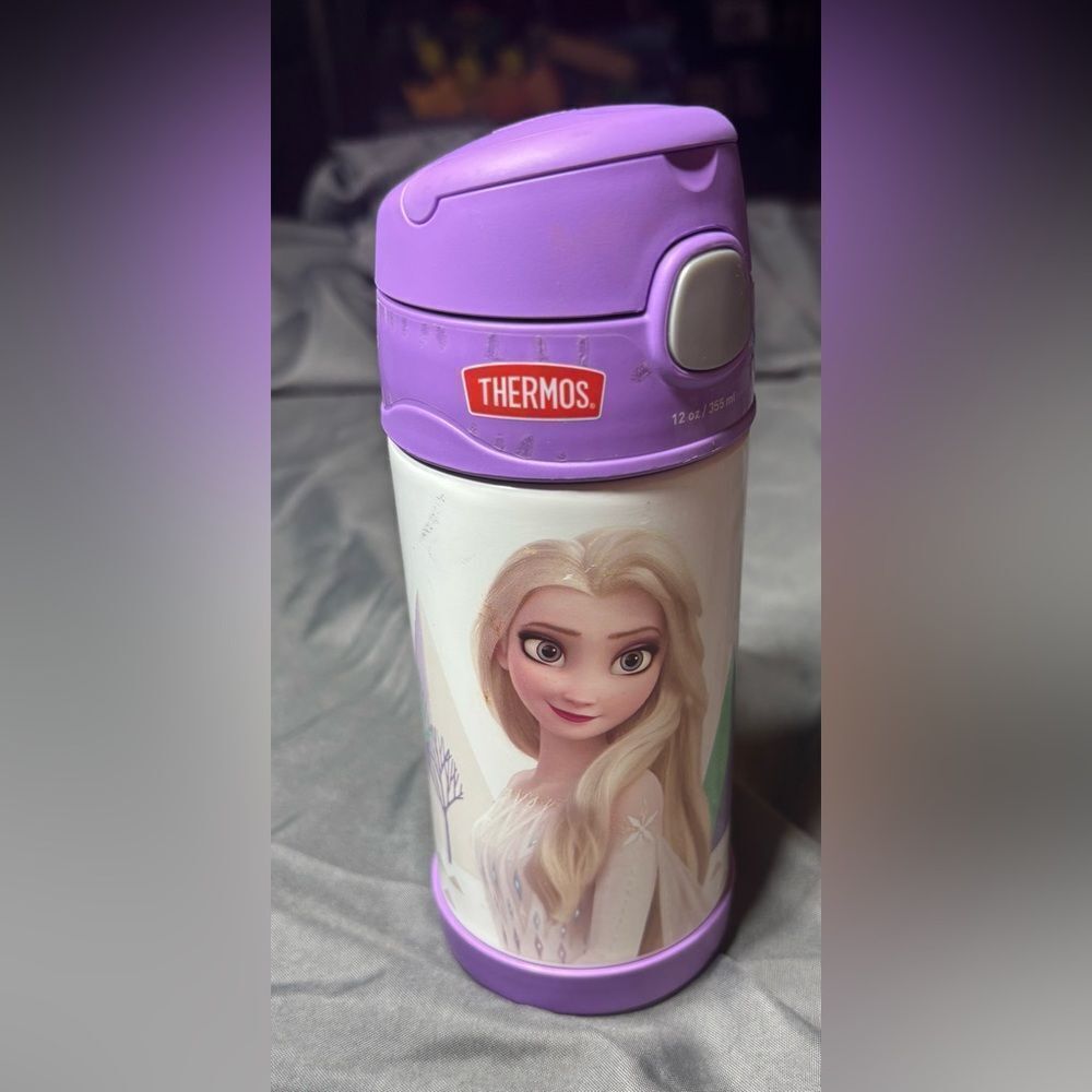 Disneys Elsa Thermos FUNtainer 12 Ounce Vacuum Insulated Stainless Steel Bottle